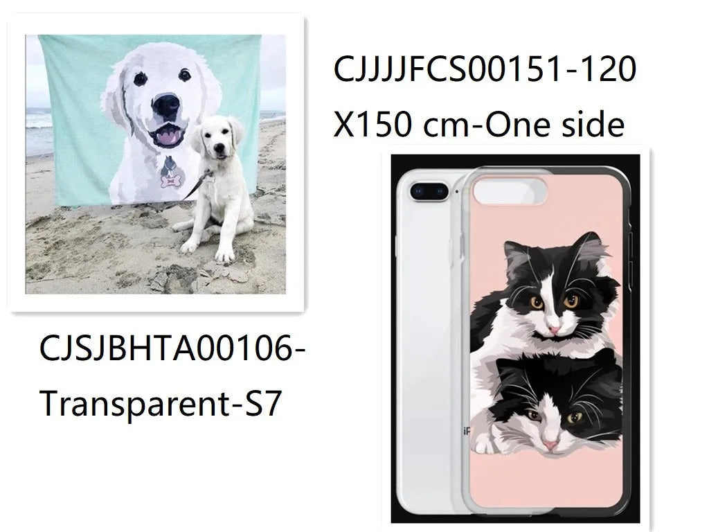 Custom flannel blanket with personalised design beside matching transparent TPU phone case