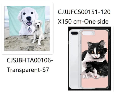 Custom flannel blanket with personalised design beside matching transparent TPU phone case