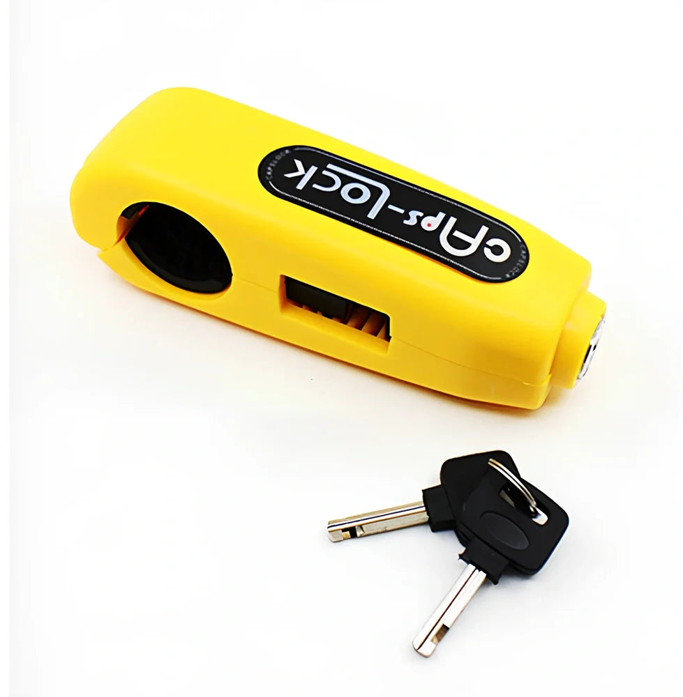 Caps motorcycle lock with 12mm steel shackle in six colours including red, yellow, blue, orange, black, green