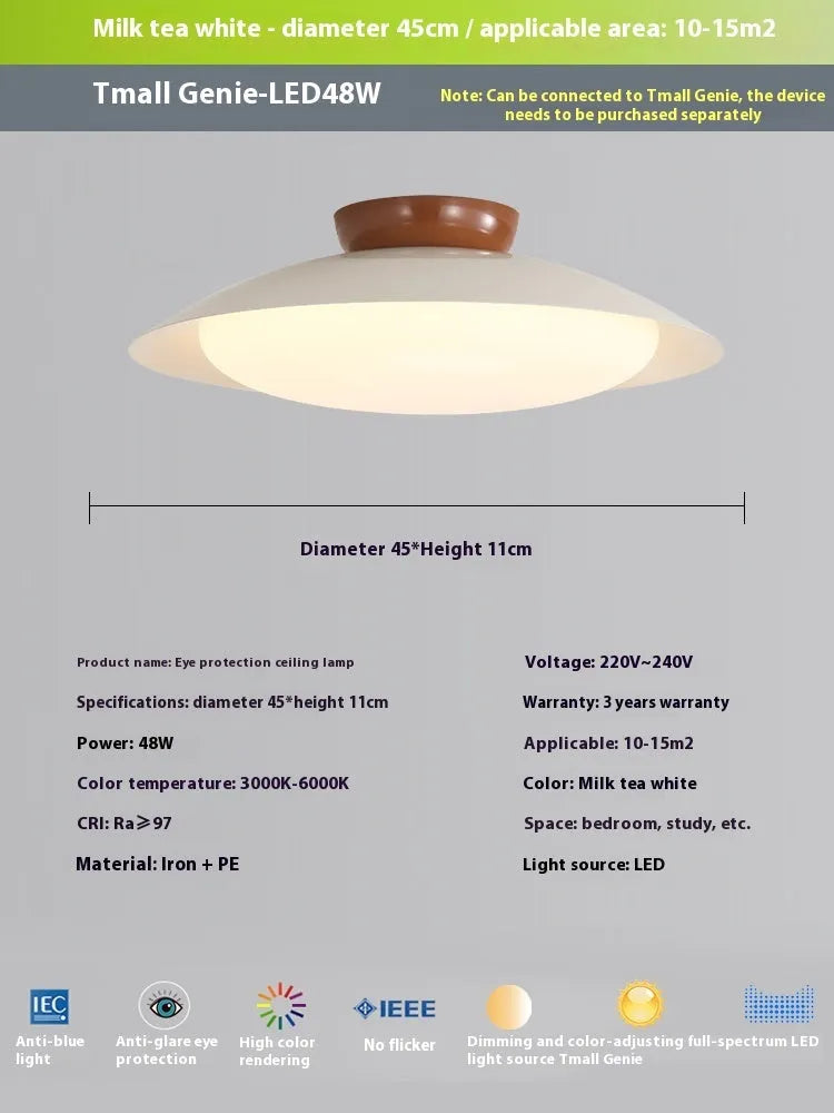 Modern flying saucer shaped ceiling lamp in cream style with minimalist design and clean geometric lines