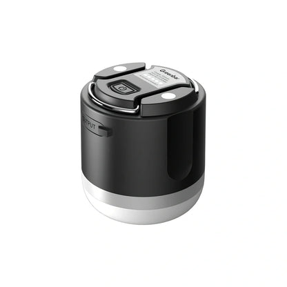 Compact black silver LED camping tent light, 78x67mm with 7200mAh battery and waterproof design for outdoor use