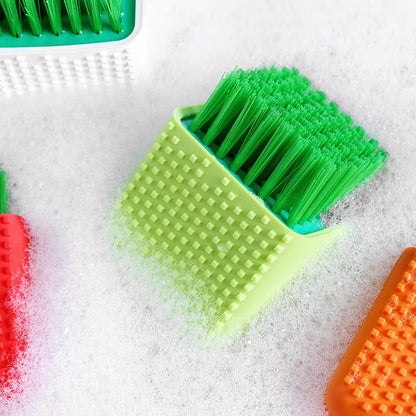 Square potted silicone kitchen brush for gentle cleaning of clothes and dishes