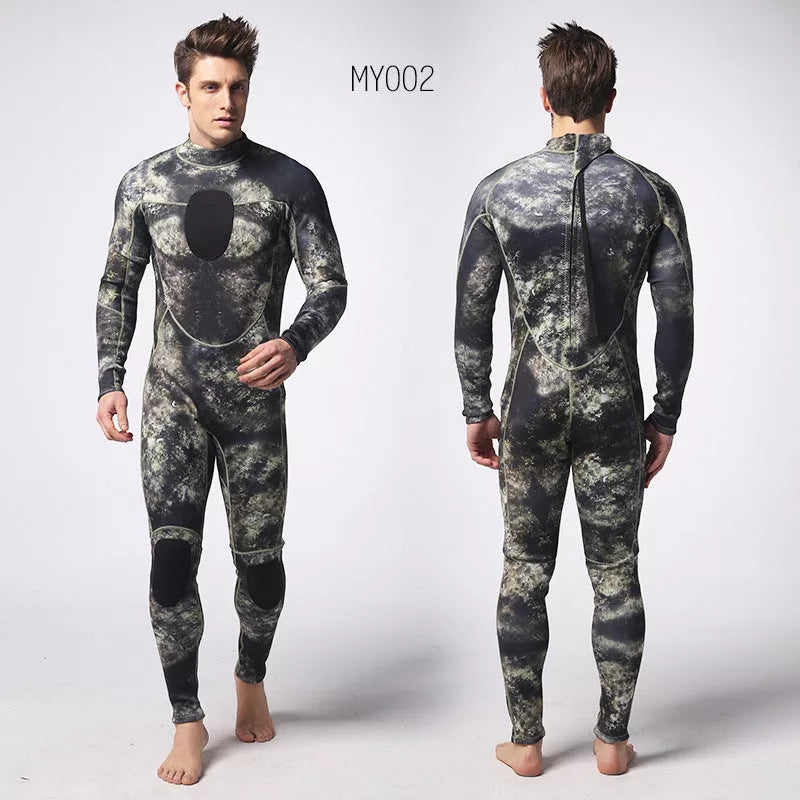 Men's 3MM neoprene diving suit with camouflage pattern for cold water diving