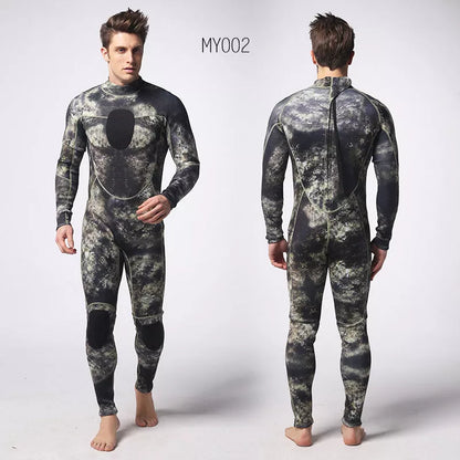 Men's 3MM neoprene diving suit with camouflage pattern for cold water diving