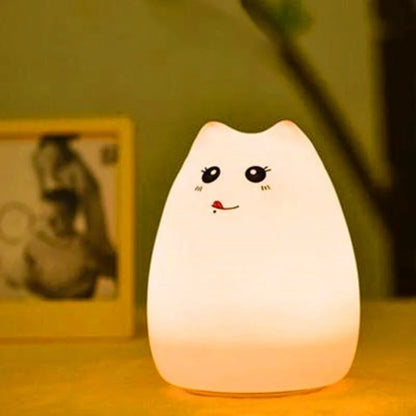 Adorable cat design LED night light for children with color-changing feature