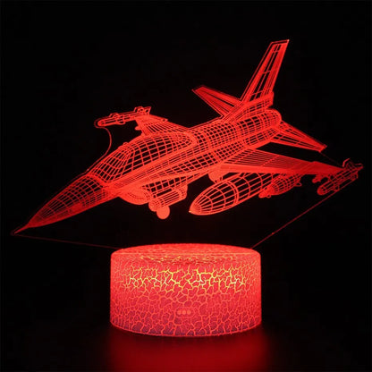 Cartoon-style aeroplane-shaped night light with touch switch and acrylic shade.