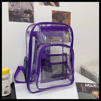 Transparent PVC waterproof backpack with voile inner bag in choice of colours.
