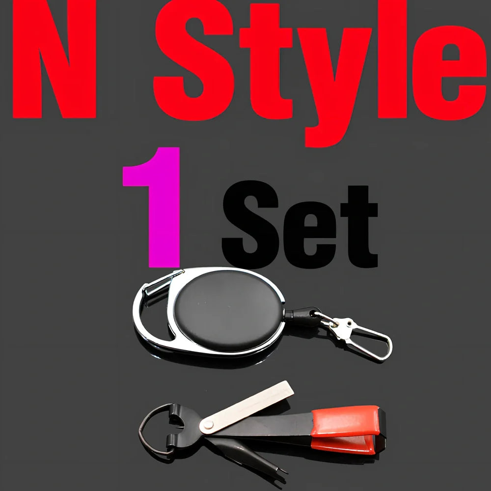 Fishing line scissors with stainless steel blades and plastic handles in silver black colour combination