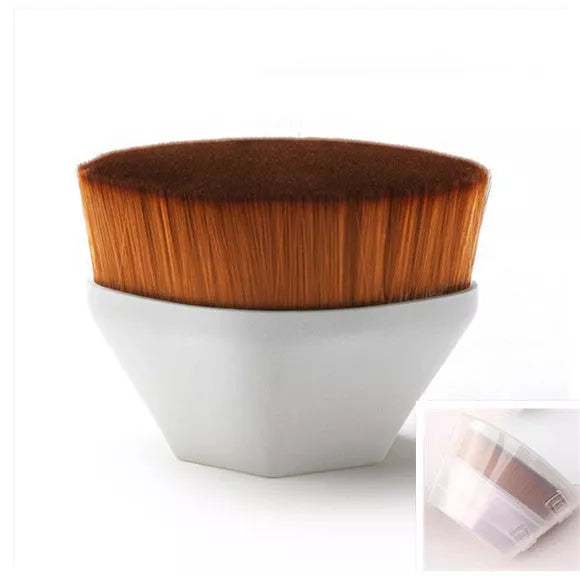 Professional foundation brush kit for BB cream and loose powder application in black, white, and pink