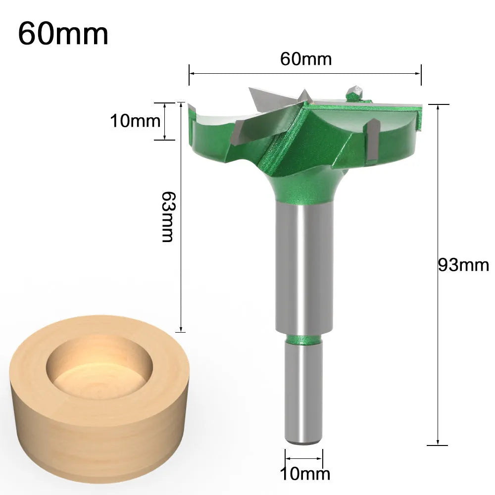 Three-edge woodworking hole opener milling cutter with carbide blade and 50mm diameter