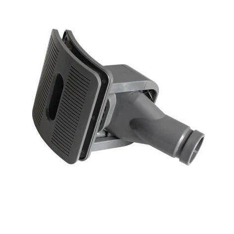 Deep grey pet grooming brush tool with vacuum cleaner attachment measuring 17x10cm