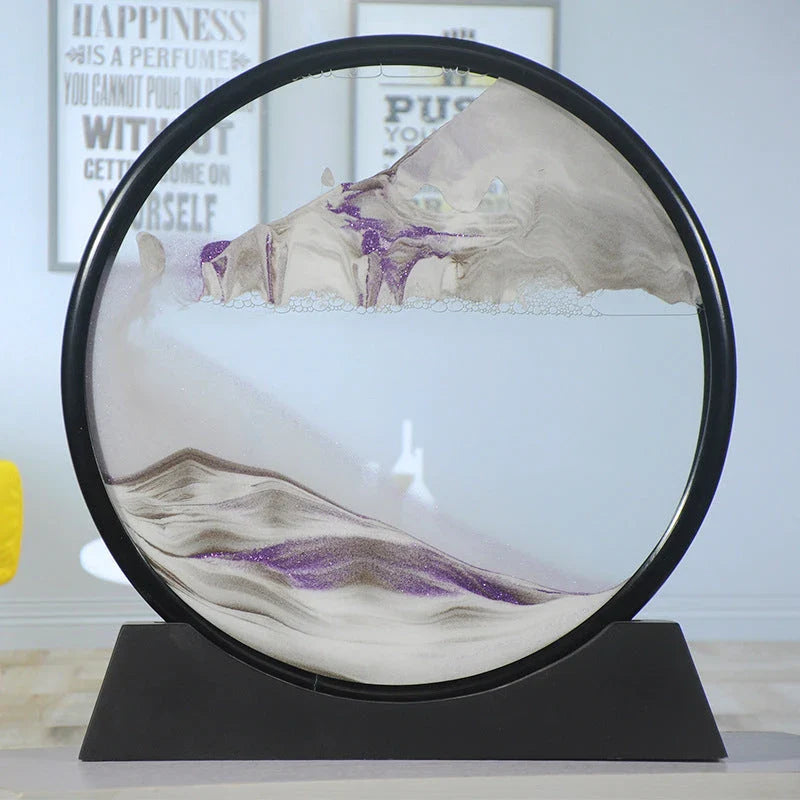 Mesmerizing Quicksand Art: A captivating glass craft featuring the fluid, colorful movements of sand