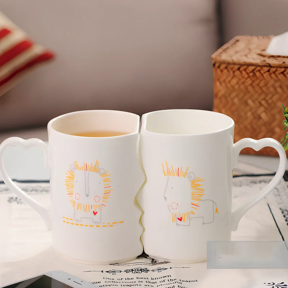 Pair of ceramic cups with 360ml capacity, high-temperature jade porcelain construction, four colour options