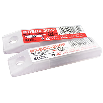 NT Cutter replacement blades set showing BDC-200P 30-degree and BDA-200P 45-degree blade packs