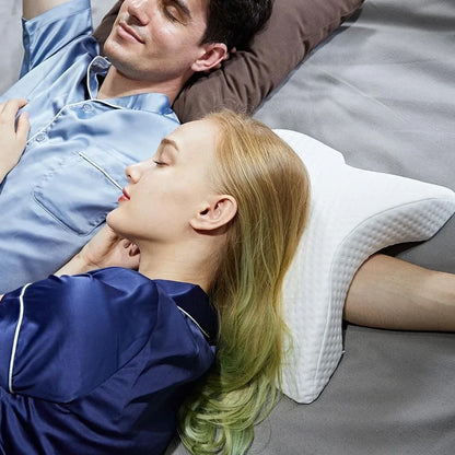 Tunnel-shaped memory foam pillow with plastic bracket for preventing limb numbness during office naps