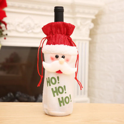 Festive Christmas wine bottle socks in vibrant colors, perfect for holiday decor
