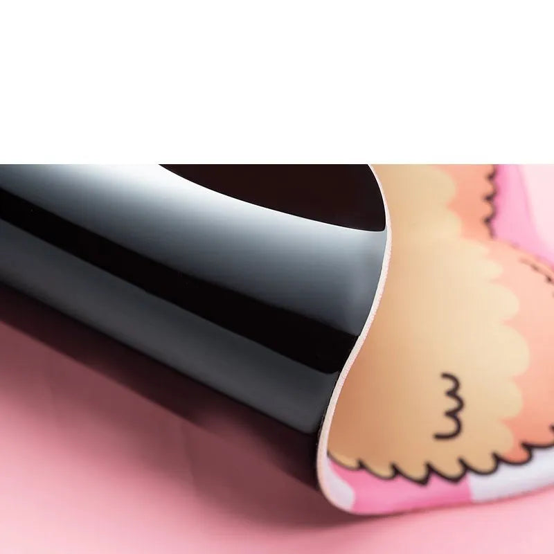 Corgi bottom 3D mouse pad with wrist cushion on desktop