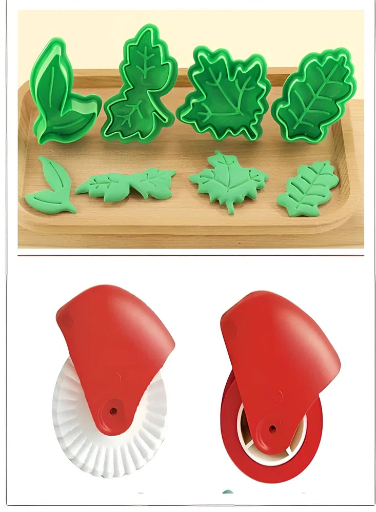 Red and white plastic pastry dough lattice cutter for pie decoration, measuring about 10*8cm