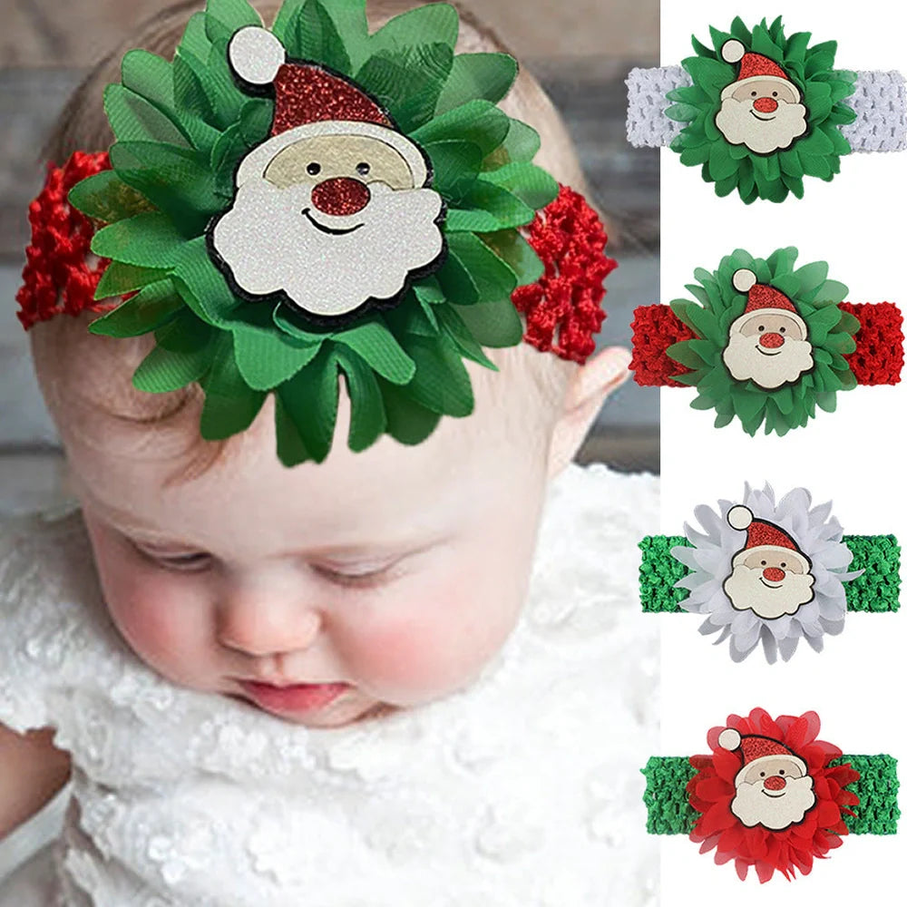 Children's chiffon hair band measuring 15cm by 4cm with Christmas decoration
