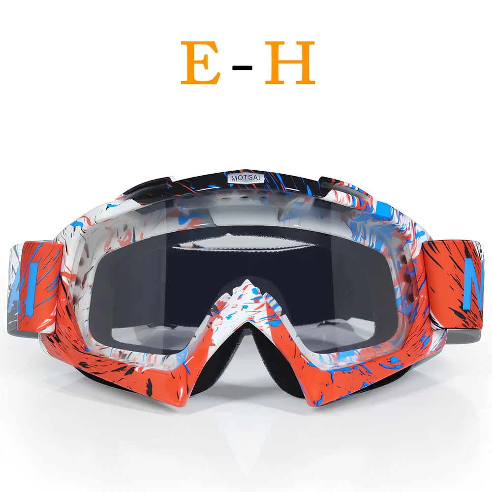 Interchangeable lens riding goggles with ABS frame and multiple colour options for off-road cycling