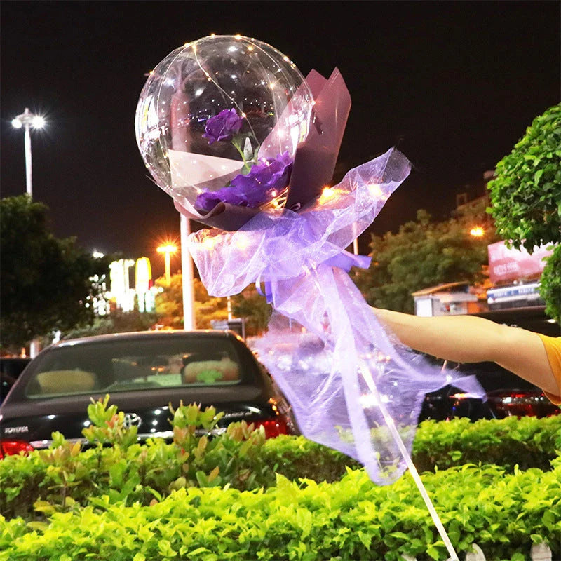 Enchanting LED-illuminated balloon bouquet with vibrant rose colors for any occasion