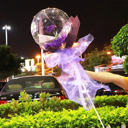 Enchanting LED-illuminated balloon bouquet with vibrant rose colors for any occasion