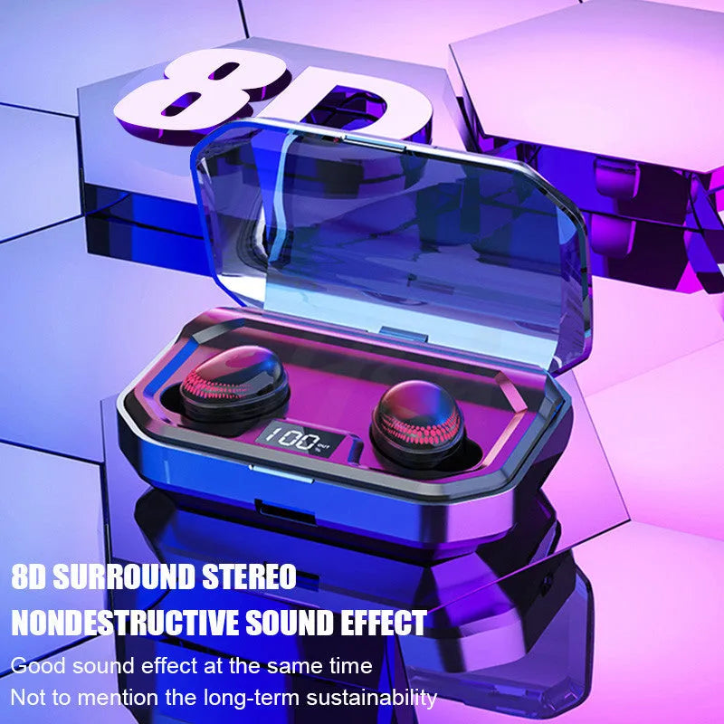 Black X10 Bluetooth headset with charging bin, showing compact 150x100x40mm size and lightweight design