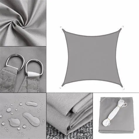 Blue curved square UV protection shade sail measuring 3m by 4m