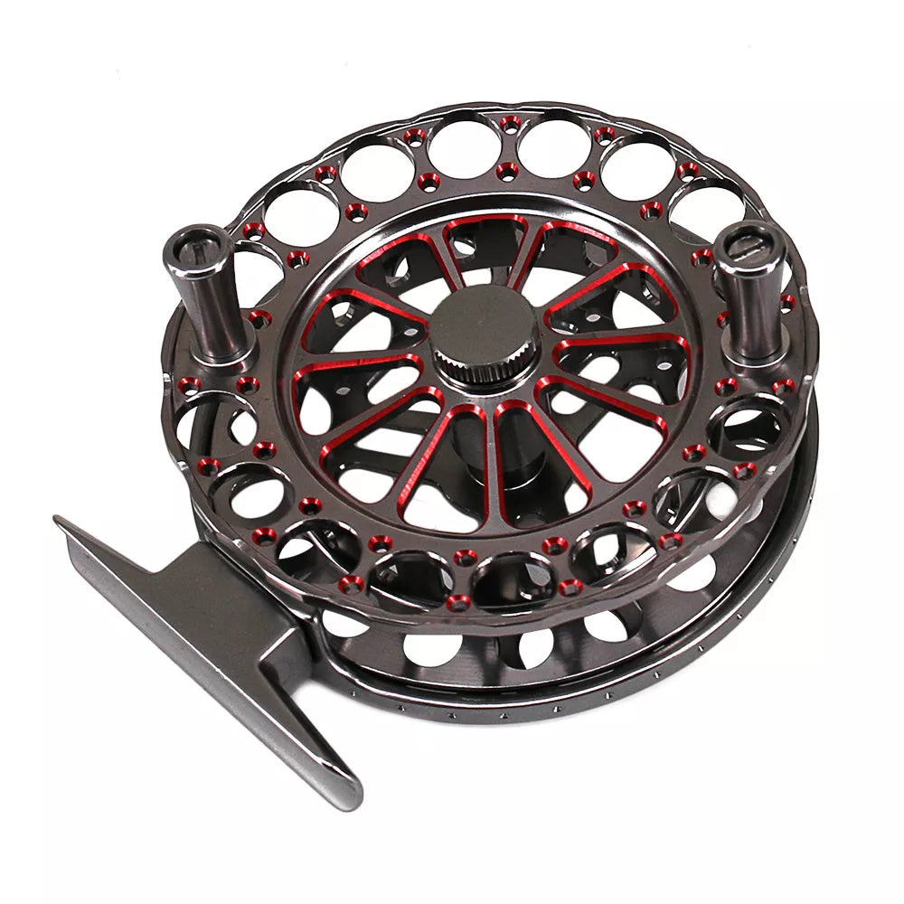 Full metal raft fishing reel with 1:1 speed ratio in red