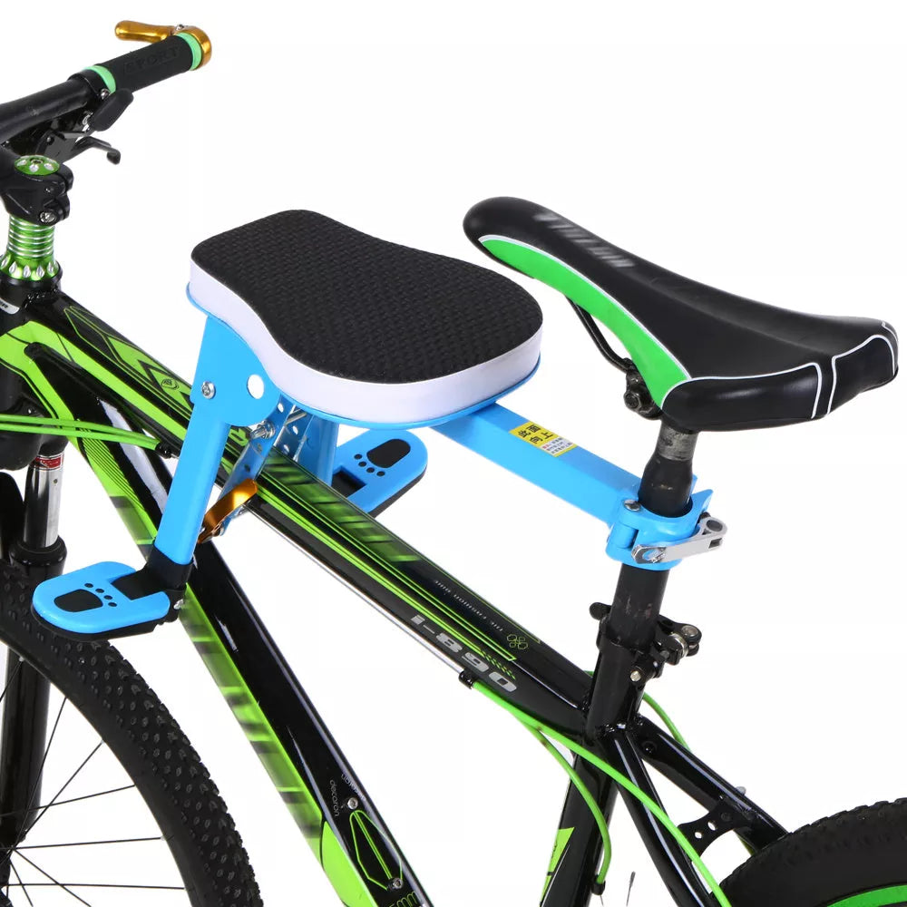 Bicycle child seat with quick release mechanism and foldable pedal