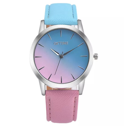 Retro Rainbow Analog Quartz Watch for Women with waterproof feature and vibrant colors