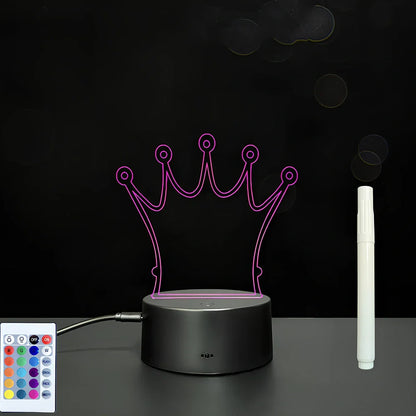 3D acrylic LED message board with touch controls showing illuminated writing on 3.5mm thick surface