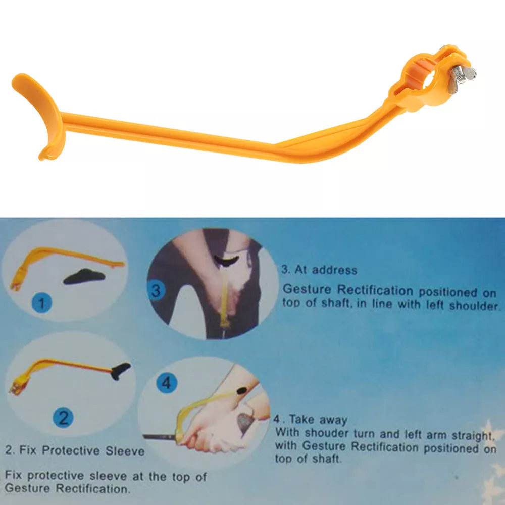 Yellow plastic golf swing trainer for improving swing accuracy and distance
