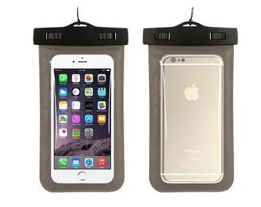 AQUA-ONE waterproof phone pouch showing PVC construction and touchscreen access with 30M waterproof rating