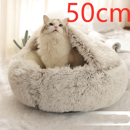 Cozy pet bed with plush and warm fabric for cats and dogs