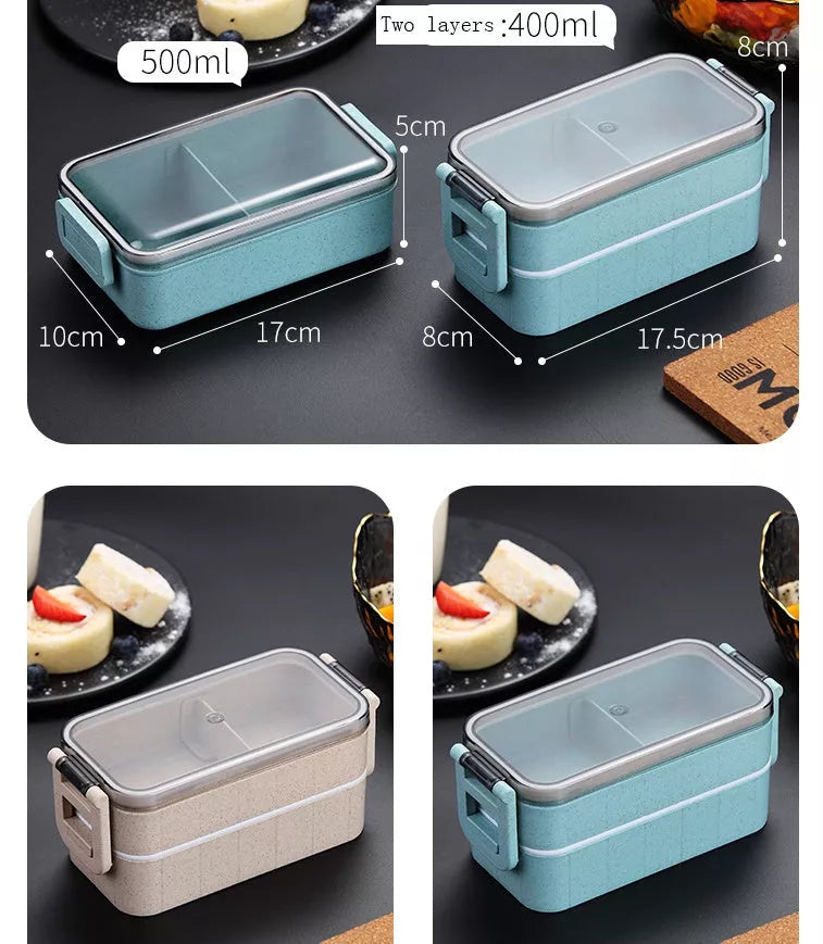 Eco-friendly wheat straw microwave lunch box with flexible lock seal
