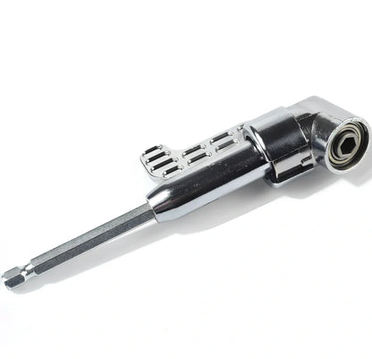 Universal flexible shaft adapter with 105-degree angle and magnetic bit lock for confined space screw access