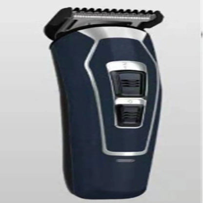 Dark blue electric hair clipper with stainless steel blades and European charging plug
