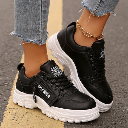 Stylish women's lace-up sneakers with side zipper in various colors