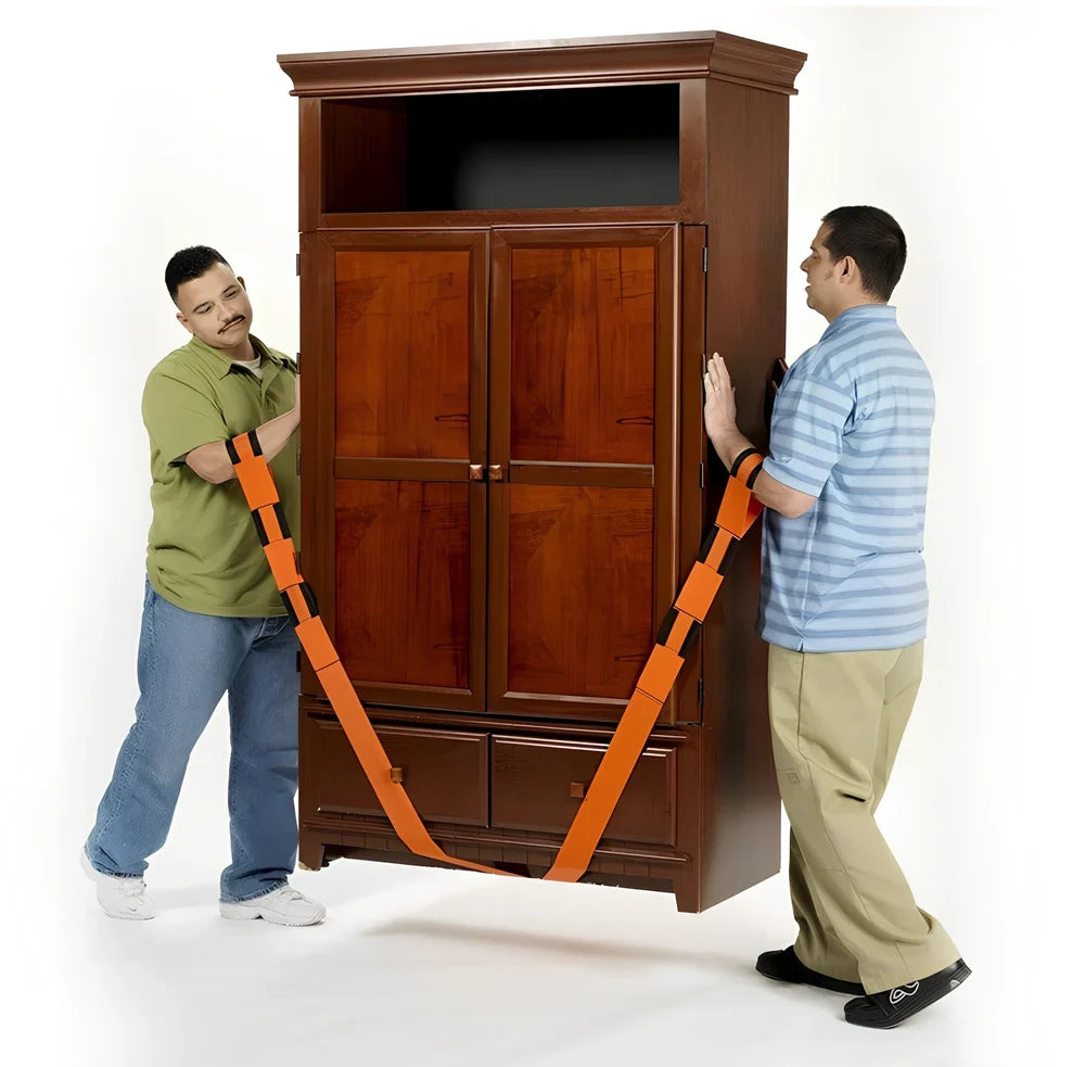 Furniture moving belt with adjustable wrist straps showing 2.37-metre length and 4.5-centimetre width