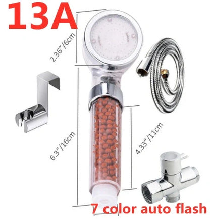 Color Changing LED Shower Head with temperature sensor and high-pressure filter