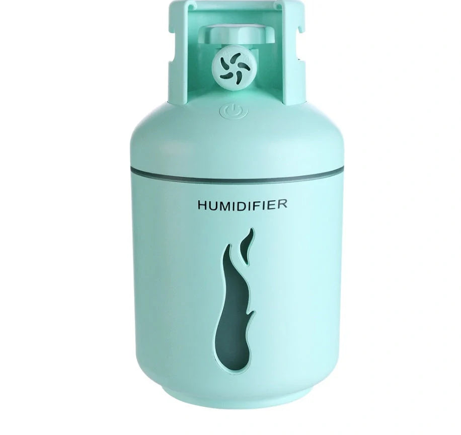 Compact USB-powered humidifier with 300ML water tank in pink, blue, or white