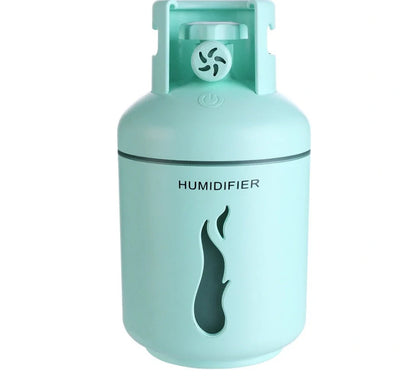 Compact USB-powered humidifier with 300ML water tank in pink, blue, or white