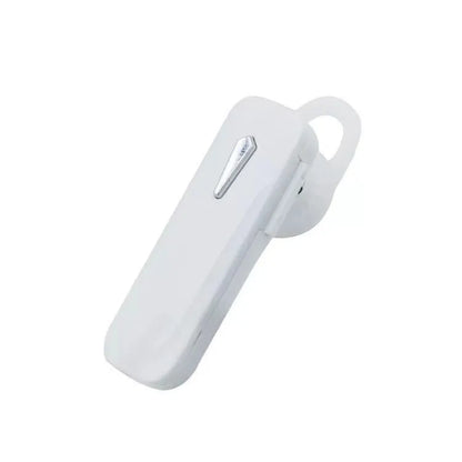 M163 black and white car Bluetooth stereo headset with control buttons for calls and music.