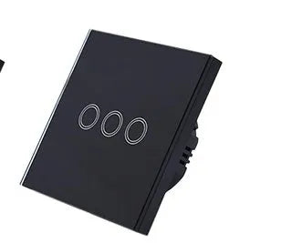 86 type glass touch light switch with tempered glass panel in black, golden or white finish