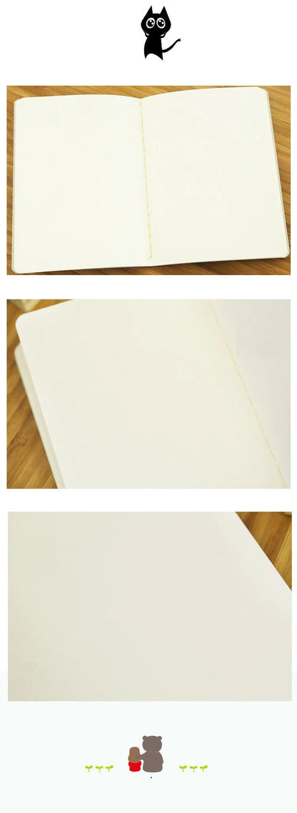 Retro plain graffiti sketchbook in black, white, cowhide colour, or grey with soft-text paper pages.