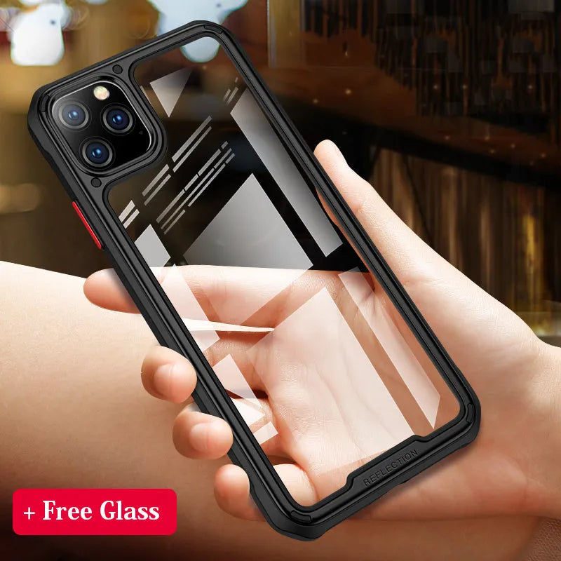 Transparent silicone phone case for iPhone 11 series showing six colour options