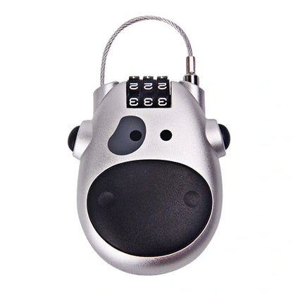 Cow telescopic wire rope lock in black and grey, adjustable for secure fit