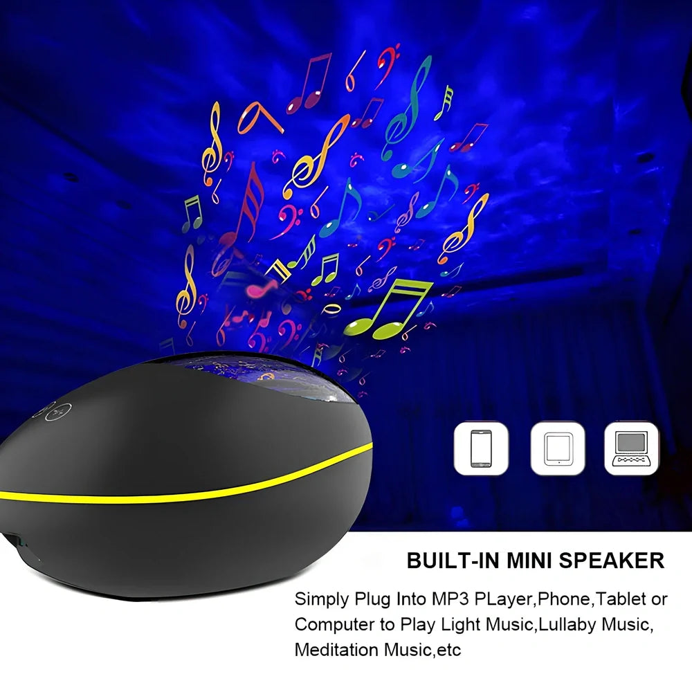 Coversage ocean wave projector measuring 16.5cm with Bluetooth speaker and remote control projecting wave patterns