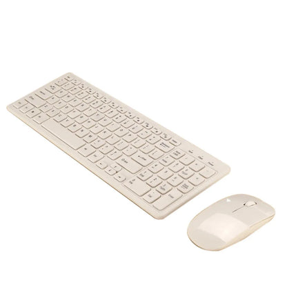 Black wireless keyboard and mouse set on a desk showing 96-key layout and compact mouse.